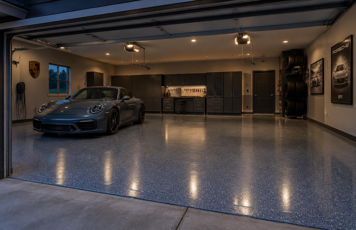 Finished flake garage floor